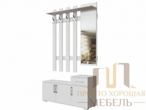 Вешалка с зеркалом 0,8 м №3 Ясень Анкор светлый в Белоярском - beloyarskij.magazin-mebel74.ru | фото